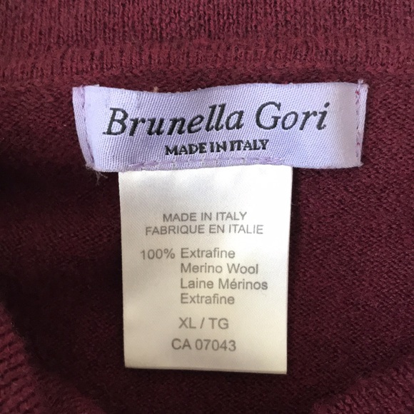 Brunella Gori Italian burgundy extrafine merino portrait collar sweater - Picture 2 of 6